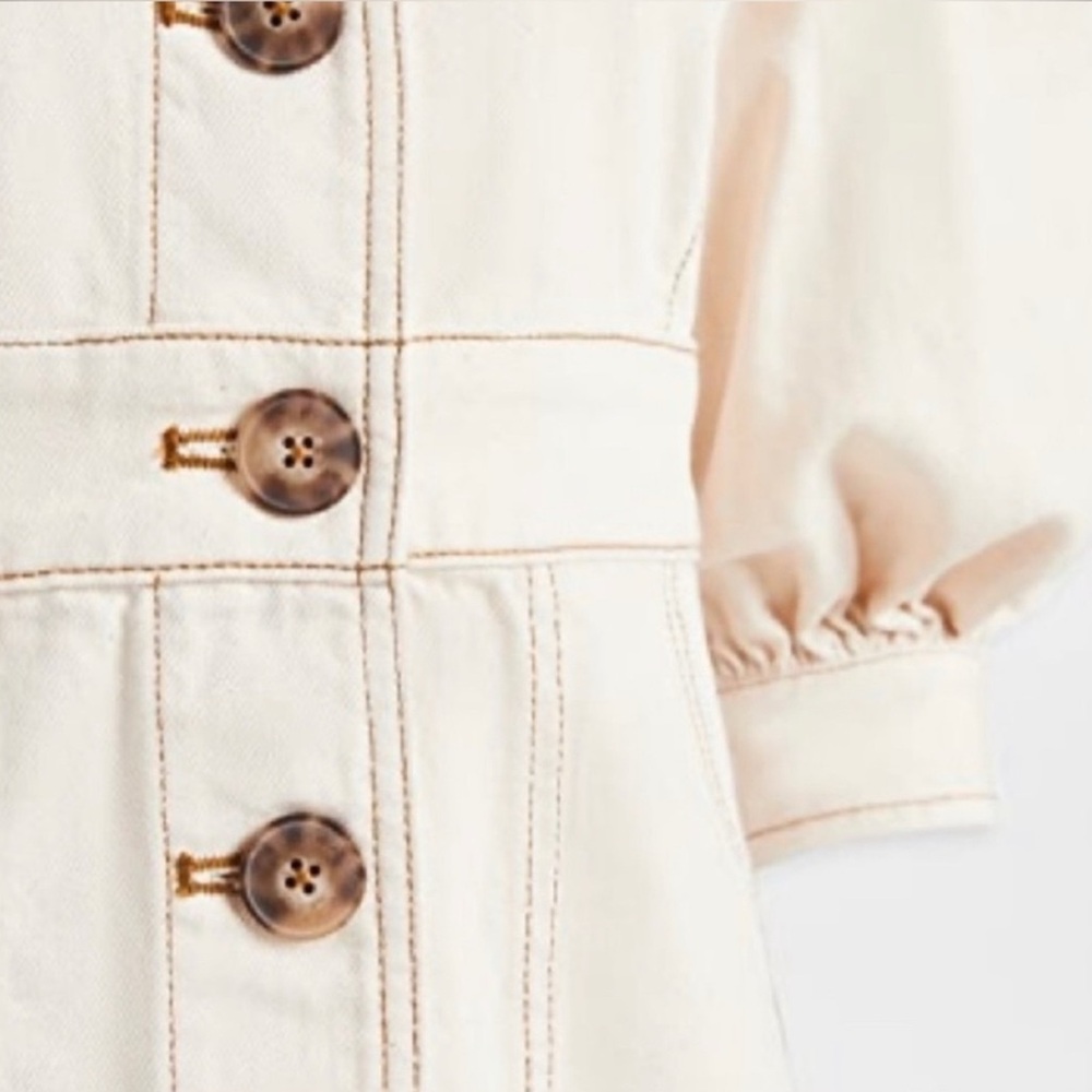 Tory Burch Cream Button-Down Midi Dress - Picture 2 of 6